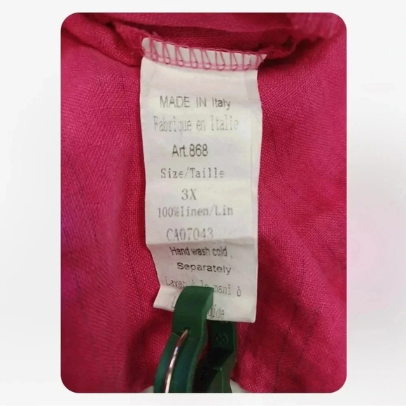 Anna Melani 100%  Linen Pink Pinstripe Sleeveless Mini Dress Size 3X - Picture 7 of 11